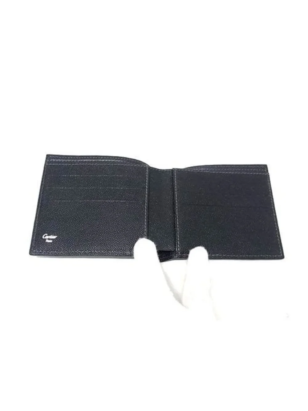 Cartier Bifold Wallet Santos Black Leather